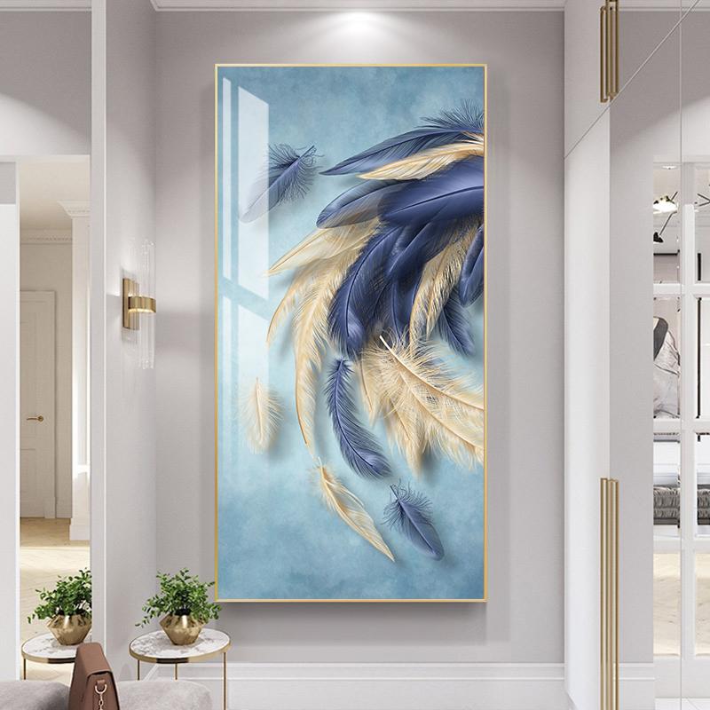 Золотисто-белые перья, постеры, настенное искусство, декор комнаты, роскошная абстрактная золотая лента для крыльца, коридора, холст, картина, украшение для дома