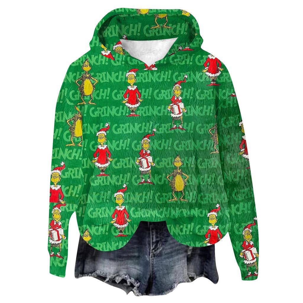 Женская фланелевая толстовка с капюшоном и длинными рукавами с рождественским принтом