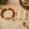 Holiday Trip Fashion Jewelry Christmas Bracelets for Women, Beaded Charm Stretch Bracelet with Tree Card, Gift Stocking Stuffers, Party Accessory