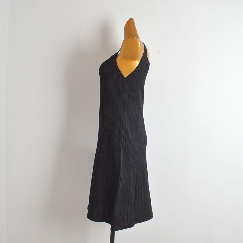 French Style Simple New Sleeveless Cami Knitted Dress Women Clothes Summer Slim Fit Slimming Sheath Skirt