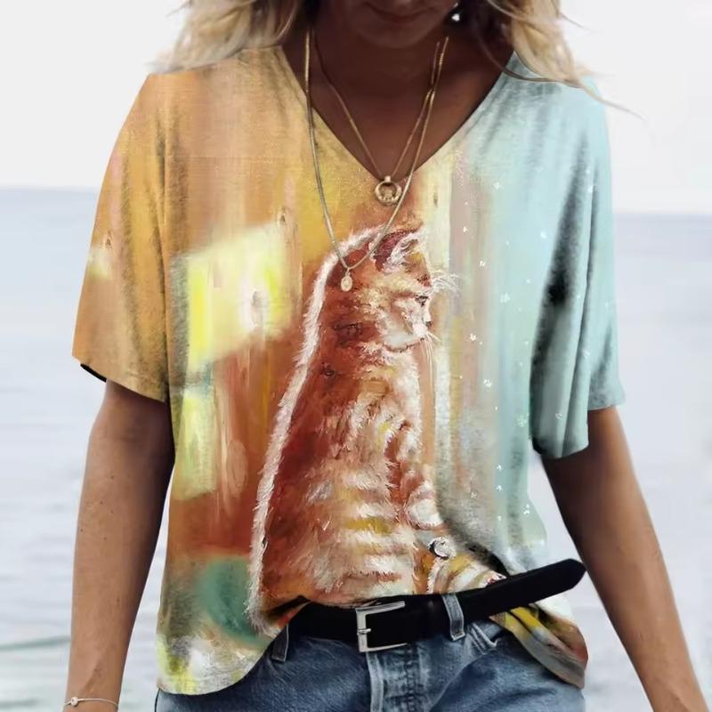 New Style T-shirt For Women Butterfly Leopard Print Tees Blouse Oversized T-Shirt Summer Women's Clothing Short Sleeve