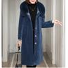 Warm and Fashionable Women's Hooded Sheepskin Fleece Coat with  Fur Collar