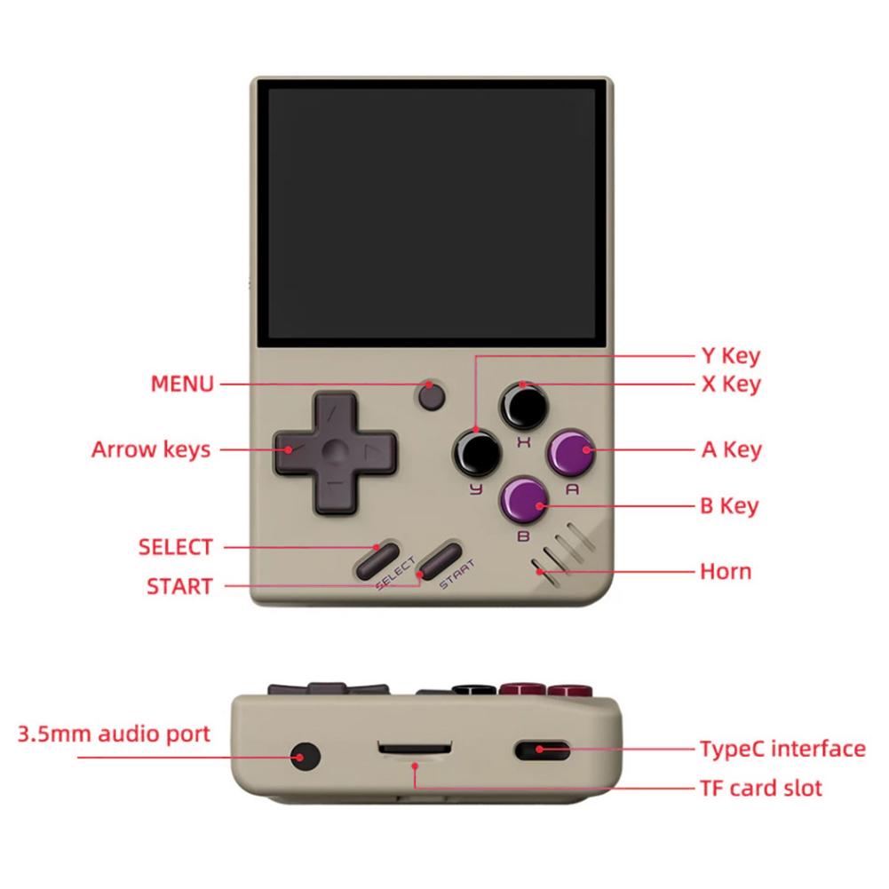 Mini Plus Handheld Game Console Mini+ 3.5-inch IPS Screen  Grey with 128GB TF Card