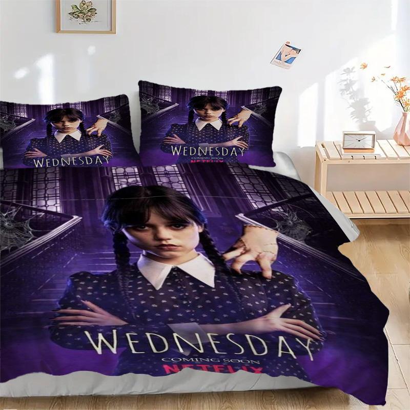 Wednesday Addams Returns Print 3Pcs Bedding Setduvet Cover With 2 Bedropillowcase Home Birthday Gift