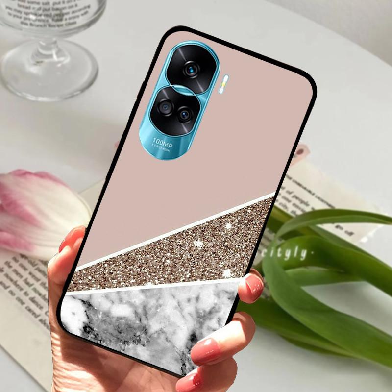 Чехол для Honor 90 Lite Honor90 Pro 5G Силиконовый Мягкий Покрашенный Черный Бампер Funda Coque для HONOR 90 Pro 90Lite Защитный Чехол