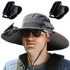 Waterproof Sun Hat with Solar Fan 2 Solar Fan Dual Mode Fan Cap Wide Brim Sun Hat Camping