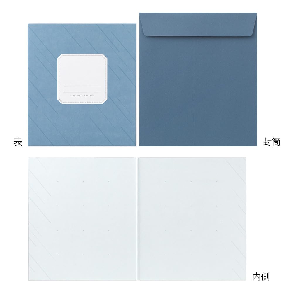 Midori Colored Foldable in with Sticker and Navy 33285006 Paper, Half, Envelope, Semi-Transparent, Blue,