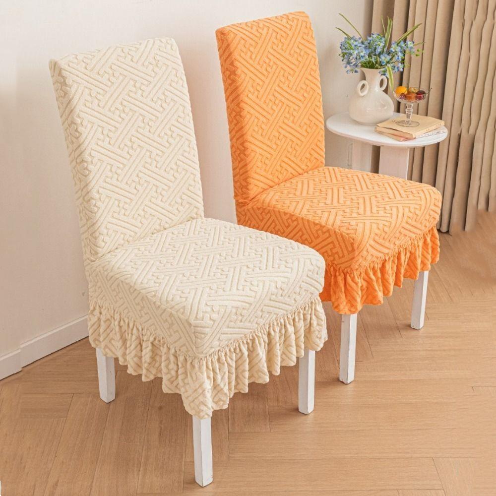 Jacquard Chair Covers Skirt Edge Dining Chair Protector Comfortable Seat Covers Hotel