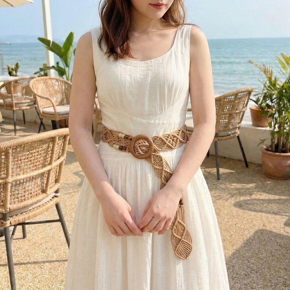 Woven Weave Belt Retro Ethnic Style Waistband Personality Bohemian Style Belt  Dress Decoration