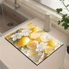 1Pcs Rubber Drying Mat With Lemon Floral For Coffee Shop Restaurant Kitchen Carpet Tableware Durable Diatom Mud Table Mat Pet Mat Coffeeware