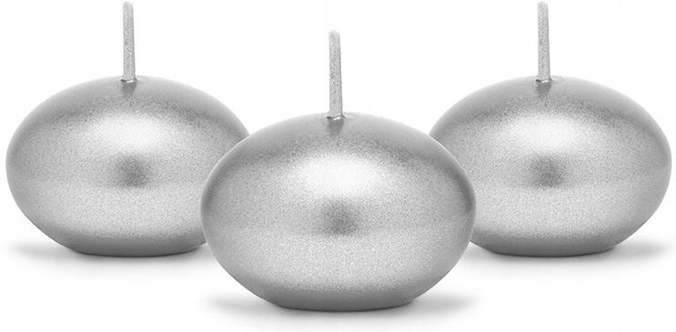 Floating Candle, Metallic, Silver, 4cm 1pc