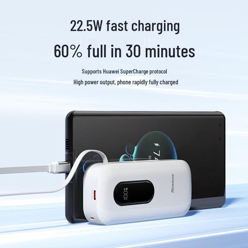Newmine AL35 10000mAh Power Bank with Built-in Cable