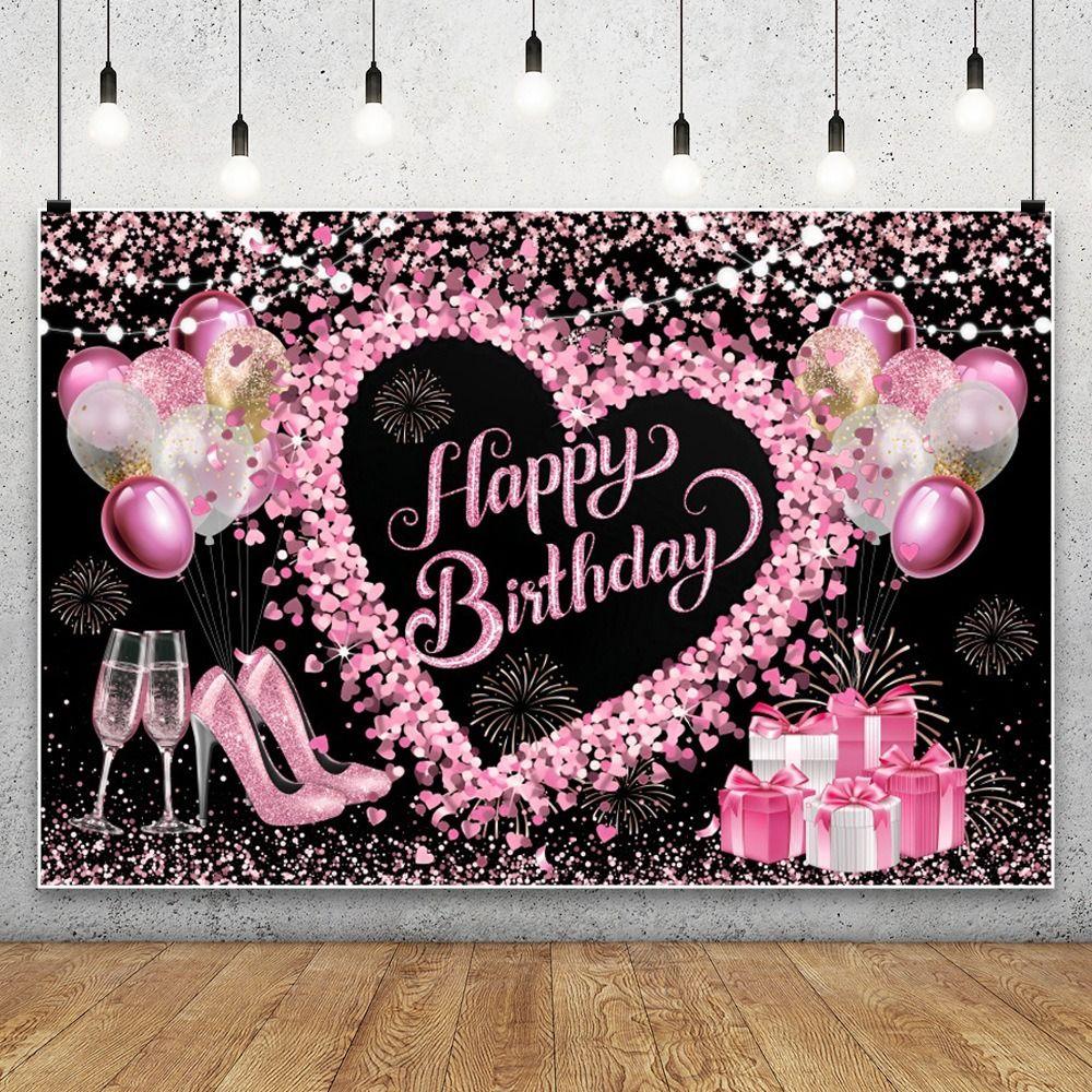 Любовь Сердце С Днем Рождения Фотография Фон Вечеринка Подвесной Баннер Домашний Праздник Декор