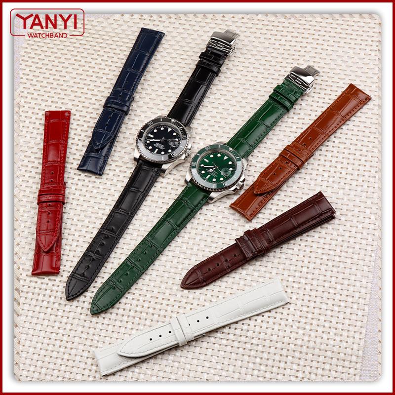 Браслет из натуральной кожи 16 мм, 18 мм, 20 мм, 22 мм, ремешок для часов ro-lex tissot, бамбуковый синий зеленый ремешок для наручных часов
