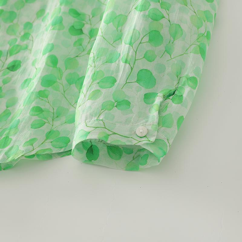 DIMANAF 2025 Новые женские топы, рубашки, футболки больших размеров, зеленые, повседневные, свободные блузки, осенний принт, хлопок, длинный рукав