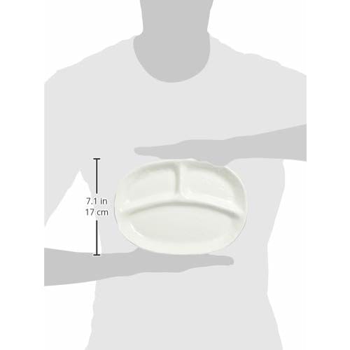 Mino Ware Lunch Plate, Single Plate, Approx. 24 x 18 cm, Microwave and Dishwasher Safe, White Glaze, 133-81015