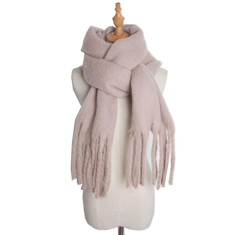 Luxury Winter Scarf Women Solid Cashmere Shawl Soft Elegant Lady Poncho Chuncky Pashmina Bufanda Tassel Echarpe Winter Clothing