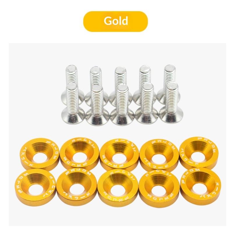 10/20pcs M6 Bolt Set Car Modification Gasket Screw Fenders Bumper Engine Aluminum Concave Screws Hex Fastener