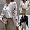 Womens Elegant V Neck Long Sleeve Blouse Shirt Floral Lace Patchwork Lady Tops