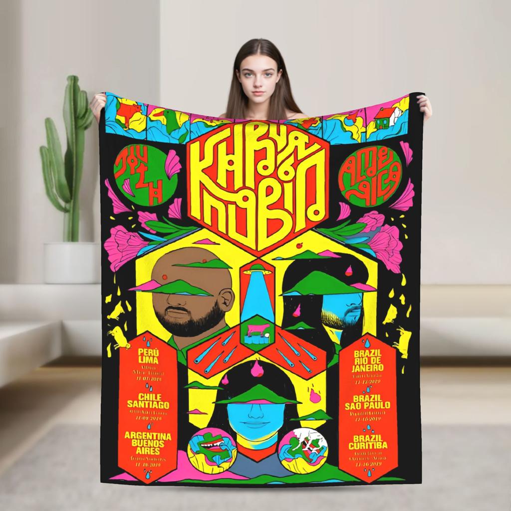 Khruangbin Abstract Mode Flannel Fashion Blanket Rock Band Funny Throw Fashion Blanket for Bedspreads 125*100cm Super Soft