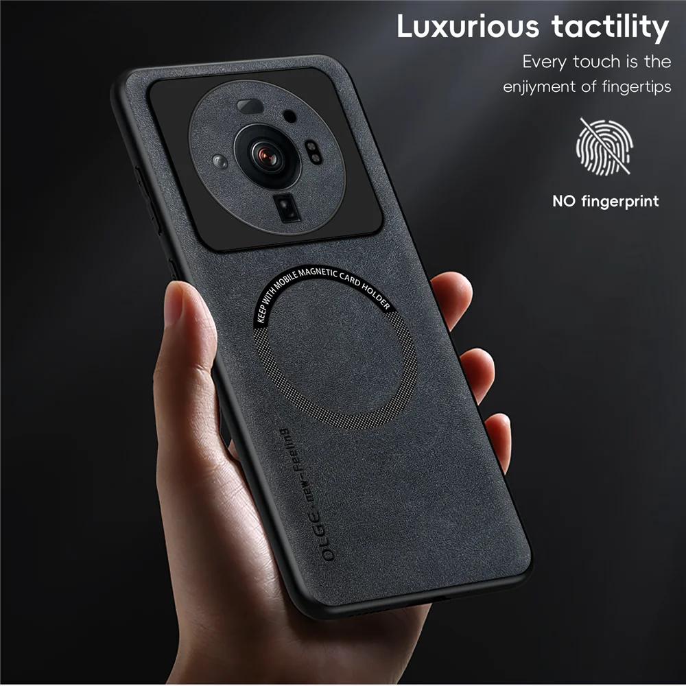 Магнитный ретро кожаный мягкий чехол для Xiaomi 12S Ultra 12SUltra 5G с беспроводной зарядкой, чехол-накладка для телефона