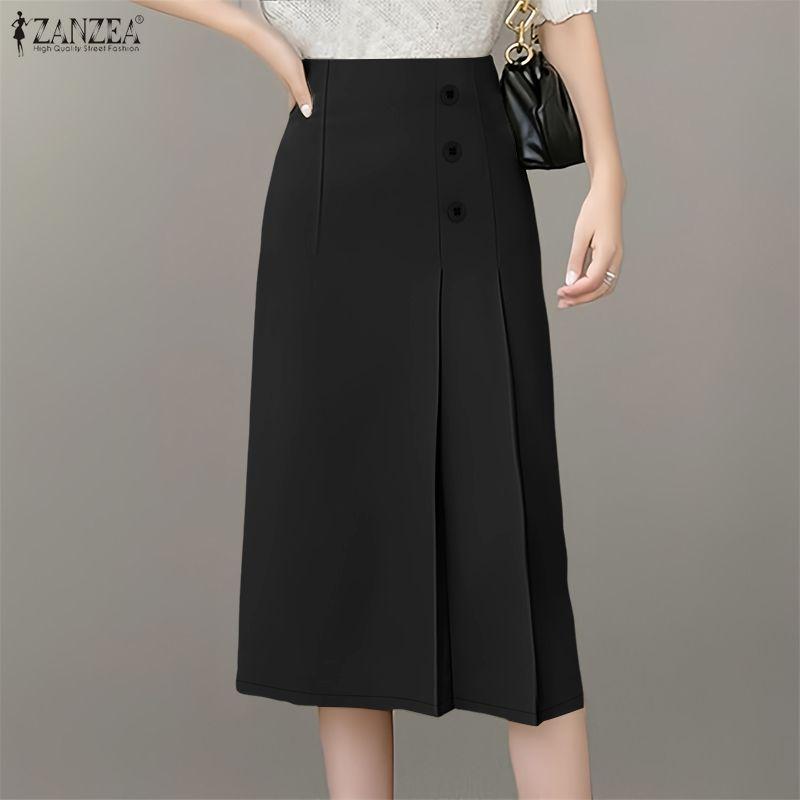 ZANZEA Женские элегантные повседневные миди-юбки однотонной расцветки