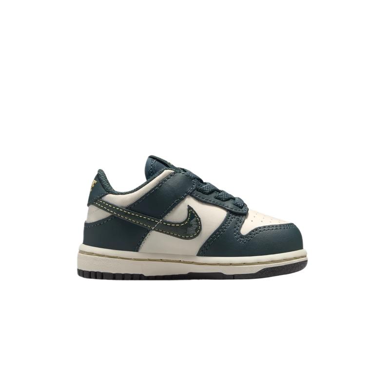 Nike Dunk Low top Toddler Shoes Dark Jungle Green, Ivory White, Vintage Green Infant And Toddler FB9107-301