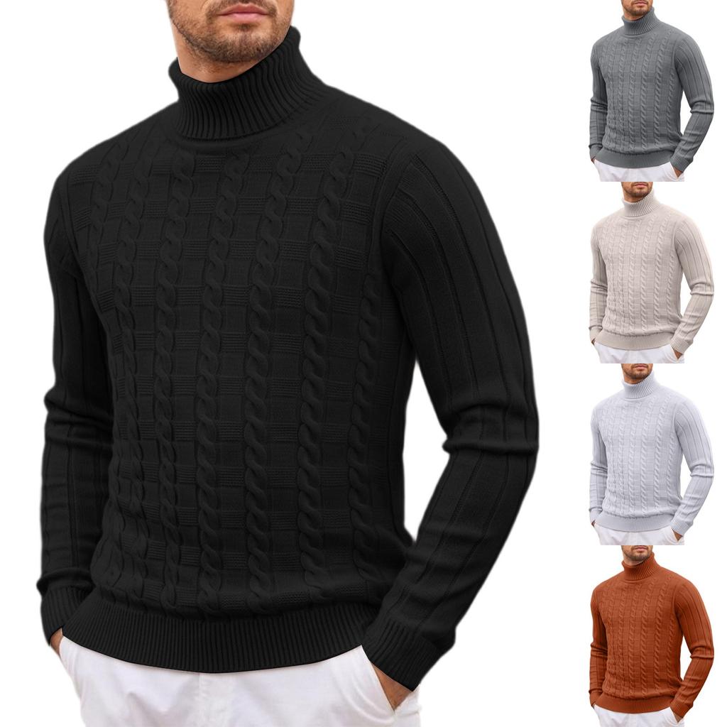 Men's Sweater Knitted Sweater Solid Color Gao Ling Stripes Twisted Dough Leisure
