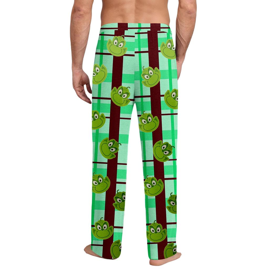 Men's Striped Plaid Print Pocket Casual Pants Home Pajama Pants