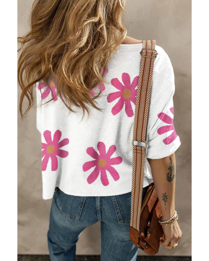 Azura Exchange Повседневная футболка с принтом белых ромашек