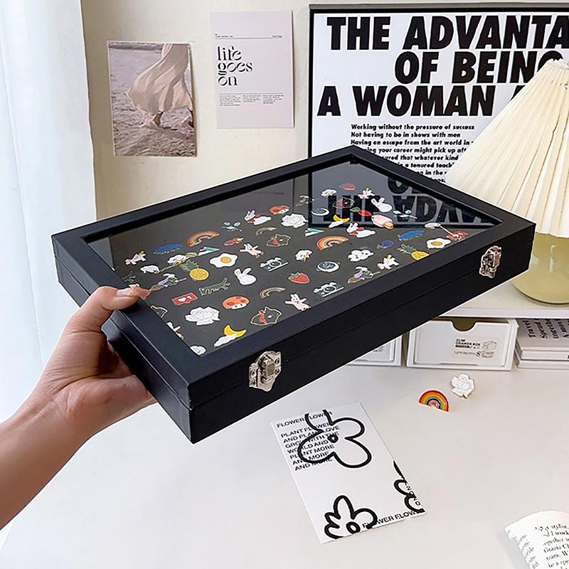 Ящик для хранения значков в виде бара, прозрачный пыленепроницаемый ящик для булавок на груди, подставка для медалей, подставка для ювелирных изделий из искусственной кожи, рамка для коллекции медалей