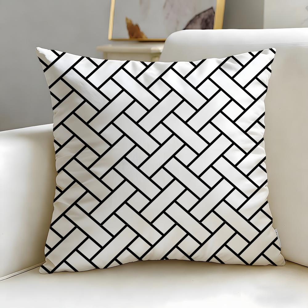 Minimal white geometry Cushion Cover Soft EasyWash Pillow Case Versatile for Couch Bed Travel and Office