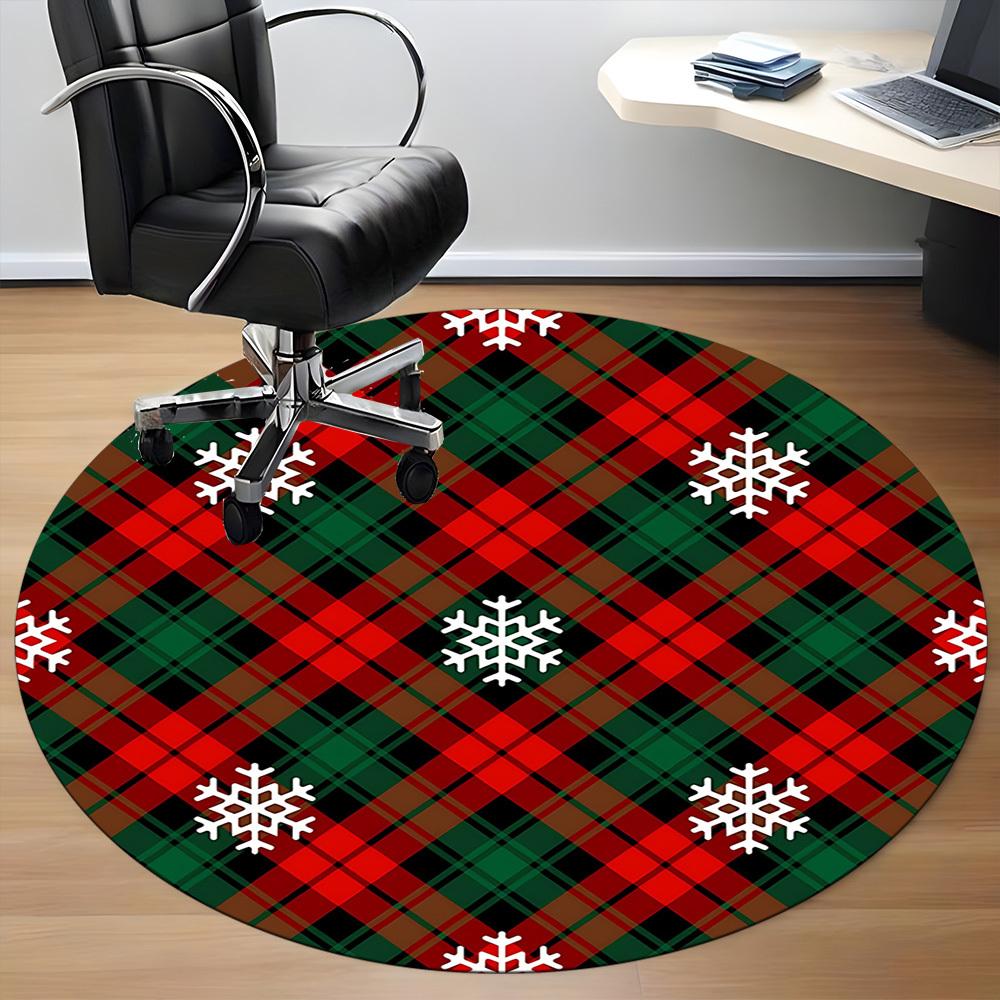 1pc Christmas Snowflake Pattern Carpet for Office Non-Slip, Round Carpet, Soft & Comfortable, Carpet for Office, Round Floor Mat yy251225148