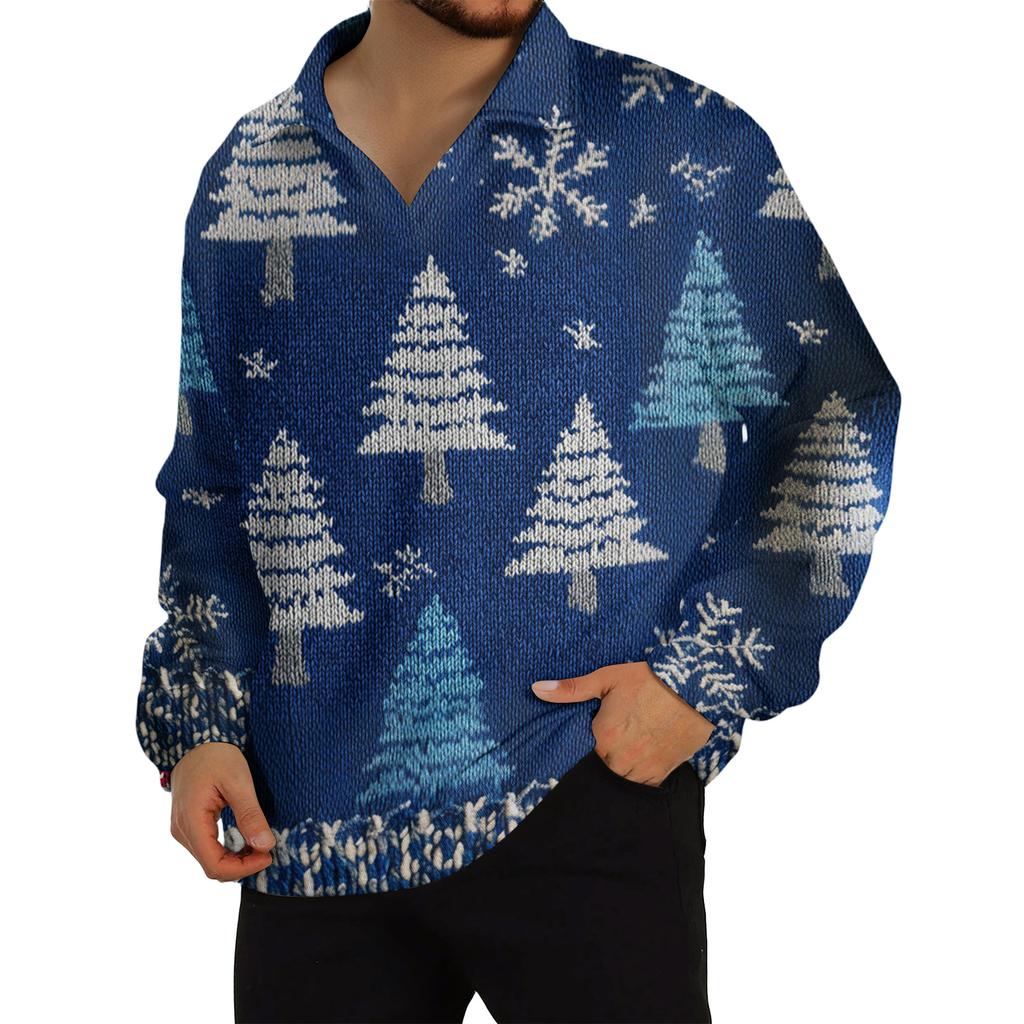 Мужской повседневный трикотажный базовый топ с длинным рукавом и воротником