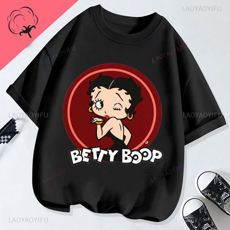 Hot Sale Bettyboop Camiseta Kawaii Cartoon Retro Style Cotton Crewneck Casual Y2k Clothes Tshirt Shoujo Girl Style Creativity