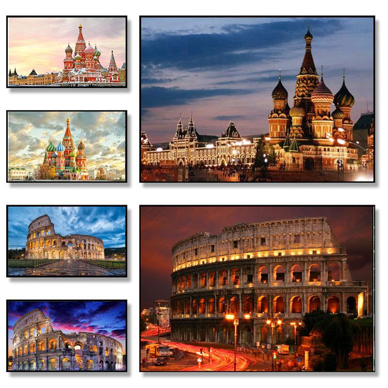Знаменитый тур по городу Красная площадь Колизей Пейзаж Картина на холсте Настенные картины Постеры и принты для гостиной Домашний декор Без рамки