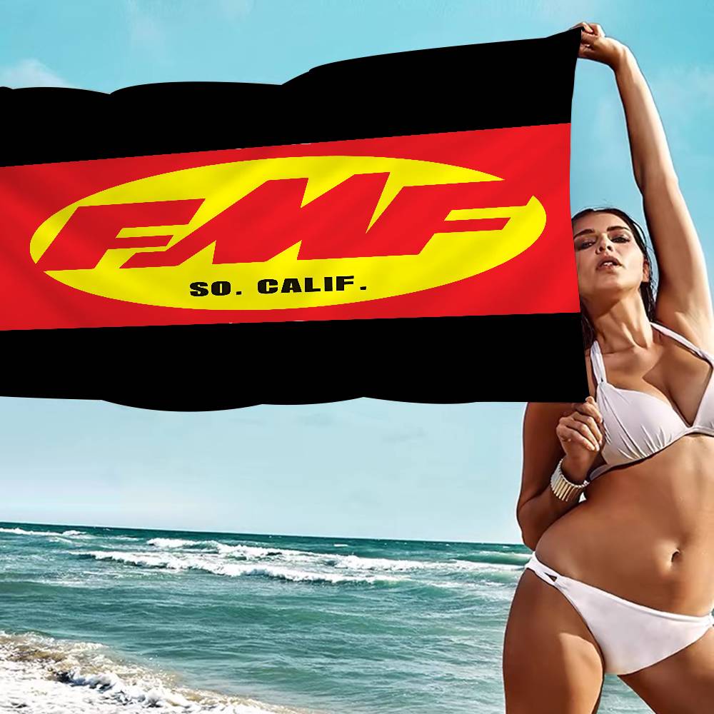 FMF Racing Logo Plážová osuška Barevné osušky Pro dívku Mikrovlákno Rychleschnoucí Bez písku Pláž Jóga Lázně Posilovna Bazén