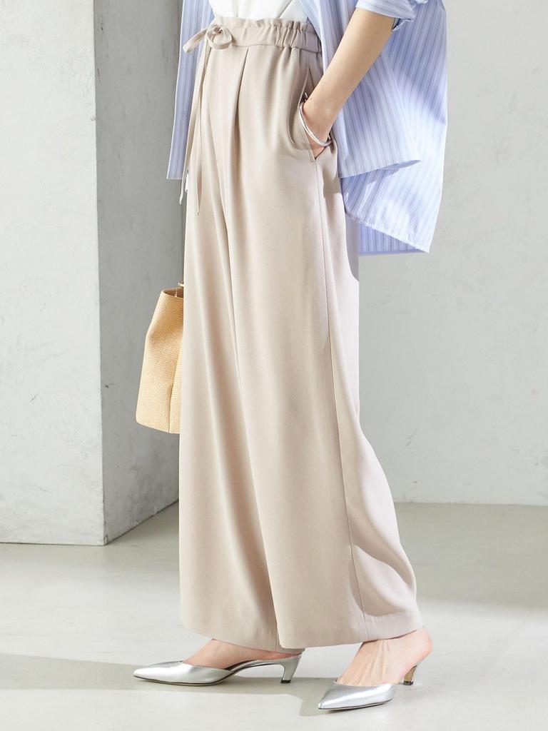 Ships for Women Women's Cool-to-the-touch, Hand-washable Acetate Blend Wide-leg Pants with Satin Back, Light Gray, Size 36 (Product Code: 313130227)