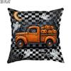 2D Flat 1pc Halloween Fanciful Truck Pillowcases Orange Throw Pillow Covers One Sided Printing Without Pillow Inserts Sofa Bed Decor for Living Room B