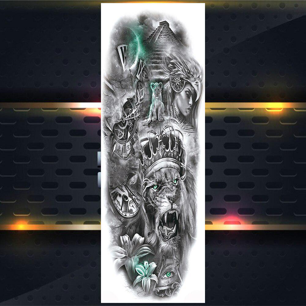 Длинные Временные Татуировки На Полную Руку Для Мужчин Мальчиков Лев Король Зверей Военная Тату Боди-Арт Хна Поддельные Волк Водонепроницаемые Рукава Татуировки Наклейки