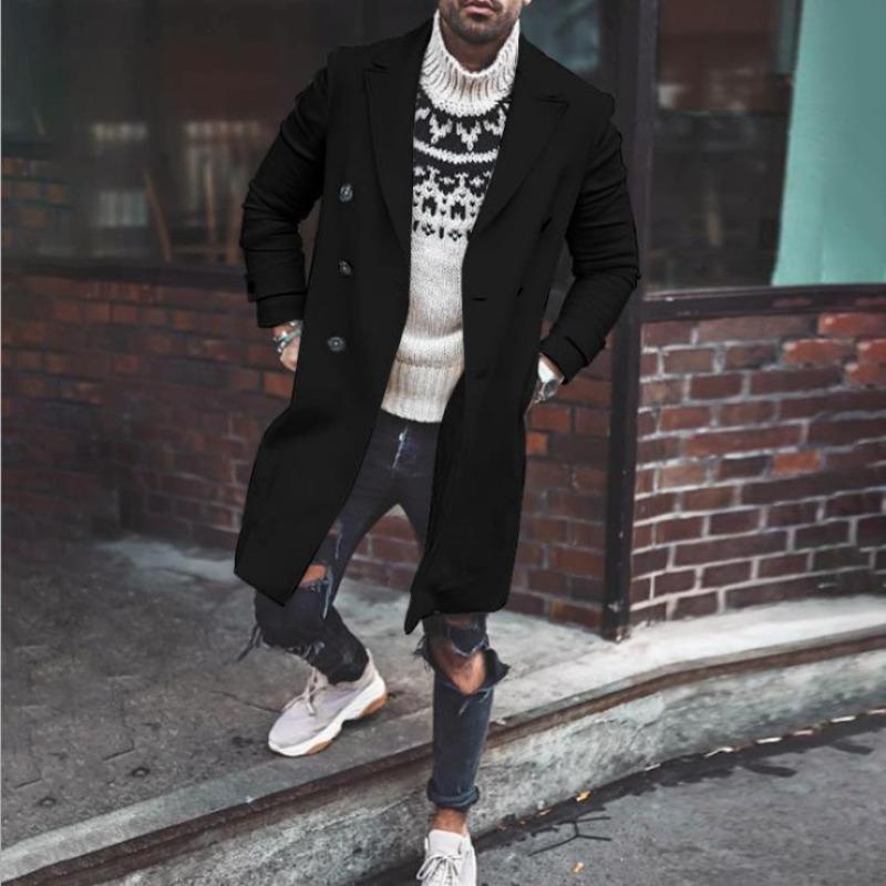 Осенне-зимнее шерстяное мужское пальто, утолщенное двубортное пальто-тренч Nizi, длинное пальто