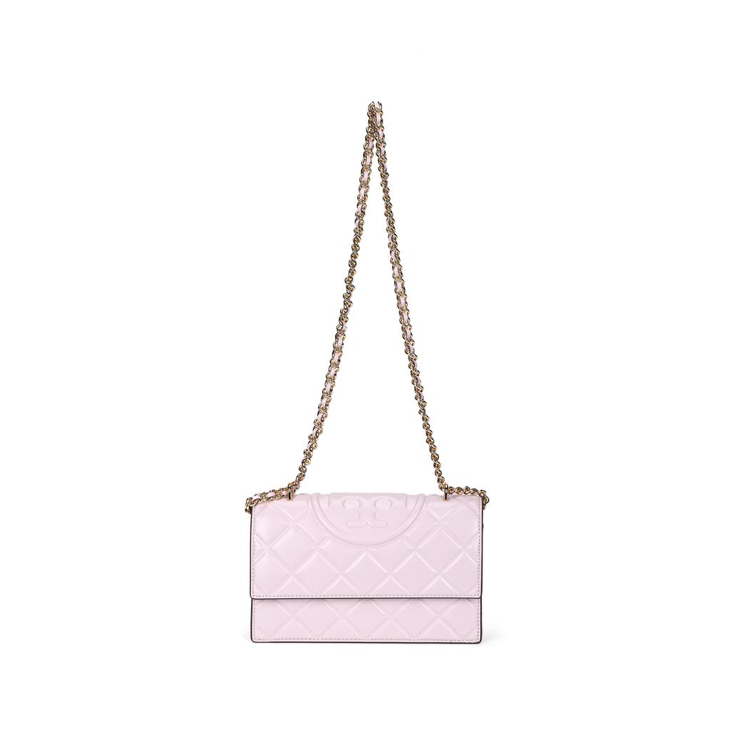 Tory Burch Fleming Two-Way Design Logo Embossed Lambskin Crossbody Shoulder Bag Small Women bags Purple 164800-500