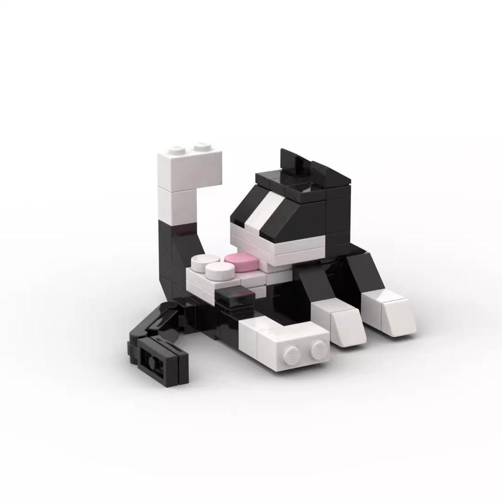 Cow Cat Building Blocks, Cat Assembly Toys, Small Animal Ornaments, and Educational Items for Boys and Girls