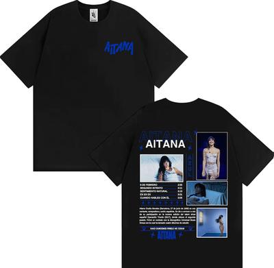 Певица Aitana Cuarto Azul Альбом 2025 Паттерн обложки Футболка Мужская Y2K Харадзюку Эстетика Короткий рукав Хлопковая футболка Уличная одежда