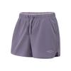Li Ning Fitness Series Letter Mid Waist Drawstring Breathable Versatile Sports Shorts Women Shorts Dark-Gray Purple AKSV412-4