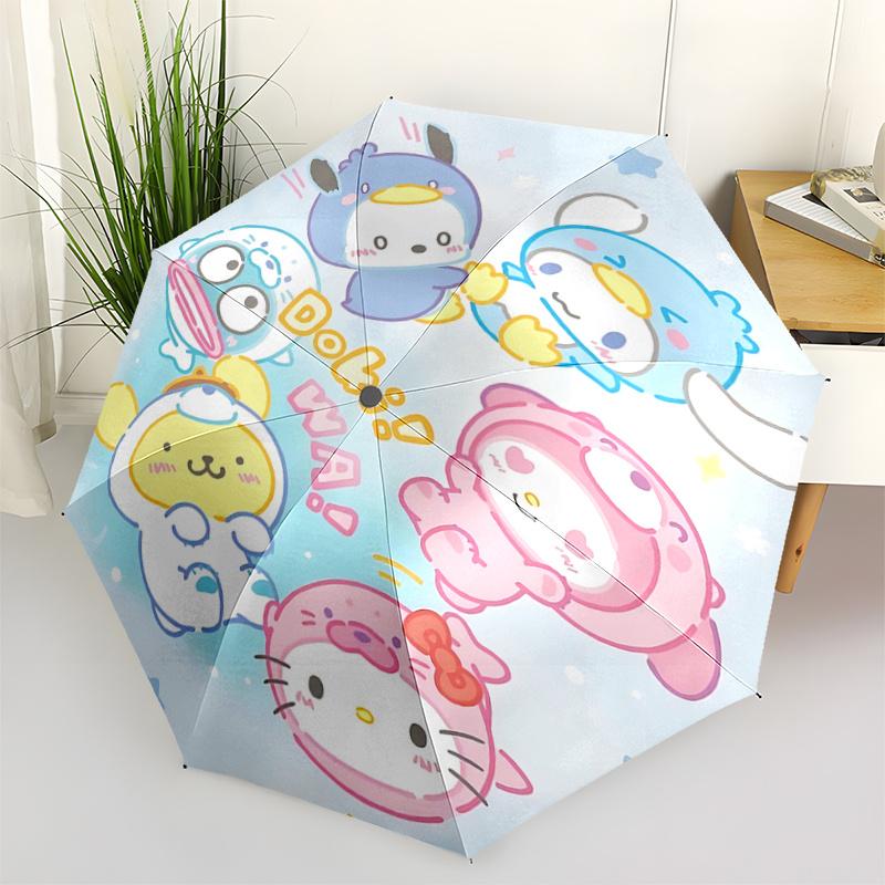 1pc Hello Kitty & Friends Automatic Opening/Closing Umbrella with Foldable Design, Iron Frame, Outdoor Use, Festival Gift for Fans, Travelers, Daily U