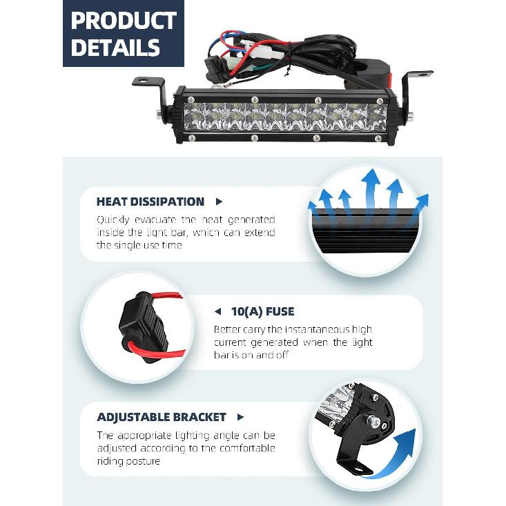 Светодиодная балка для кроссового мотоцикла, 60 Вт, 2500 лм, фара для мотоцикла, световая балка, Plug-Play, универсальная для большинства рулей 7/8", CRF110, KLX140, KLX110, TTR110, TTR110E