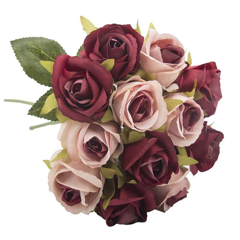 Rose Artificial 12head Bouquet Silk Flowers Wedding Party Home Decoration