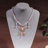 Bead string Hanfu Necklace Chinese Style Pearl Choker Antique Longevity Lock Pendant  Girls