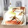 Rafael Nadal Tennis Star Portrait Flannel Throw Blanket, Red Clay Court Print Blanket for Couch Bedroom